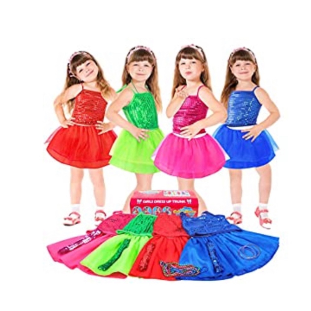 Princess Dresses for Girls Dress up Clothes Trunk, Pretend Play Costumes